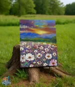Floral Horizon Landscape – Vibrant Field and Sky Canvas for Home Decor |Art Fantasy BD |