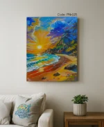 Tropical Sunset Beach Canvas Painting – Vibrant Coastal Wall Art | Art Fantasy BD