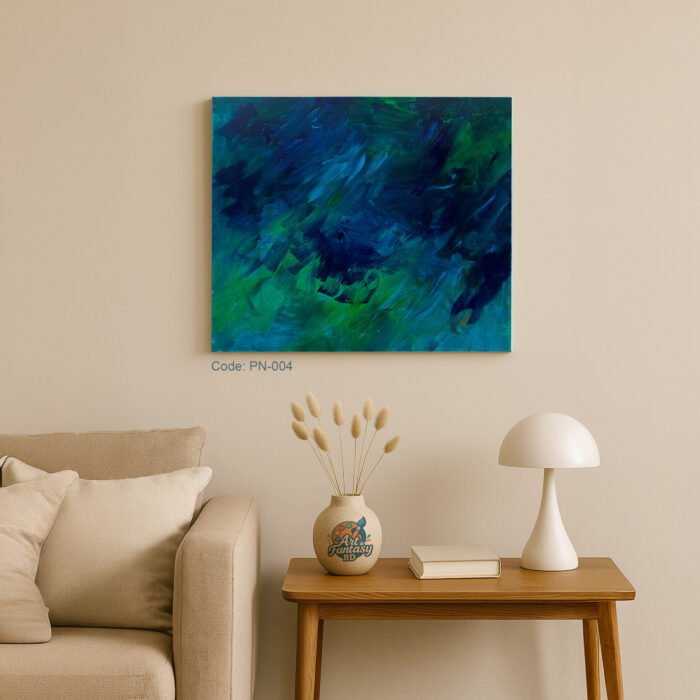 Oceanic Serenity – Blue & Green Abstract Canvas Wall Art for Modern Home Decor|Art Fantasy BD | - Image 3