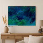 Oceanic Serenity – Blue & Green Abstract Canvas Wall Art for Modern Home Decor|Art Fantasy BD |