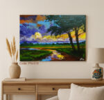 Golden Sunset Over the Fields – Vibrant Floral Wall Art for Modern Home Decor|Art Fantasy BD |