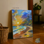 Tropical Sunset Beach Canvas Painting – Vibrant Coastal Wall Art | Art Fantasy BD