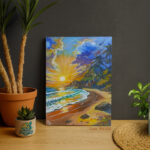 Tropical Sunset Beach Canvas Painting – Vibrant Coastal Wall Art | Art Fantasy BD - Image 3