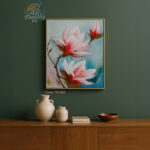 Modern Magnolia Flower Painting on Canvas – Wall Decor for Living Room - Image 3