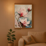 Modern Magnolia Flower Painting on Canvas – Wall Decor for Living Room - Image 4