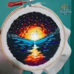 সুতোর বুননে লেকের প্রশান্তি | সূর্যাস্তের সোনালি পথ | সেলাইয়ে বাঁধা সন্ধ্যার গান | আলো-অন্ধকারের মিলনরেখা | প্রকৃতির আয়নায় রঙের খেলা | Hoopart Art - Image 3