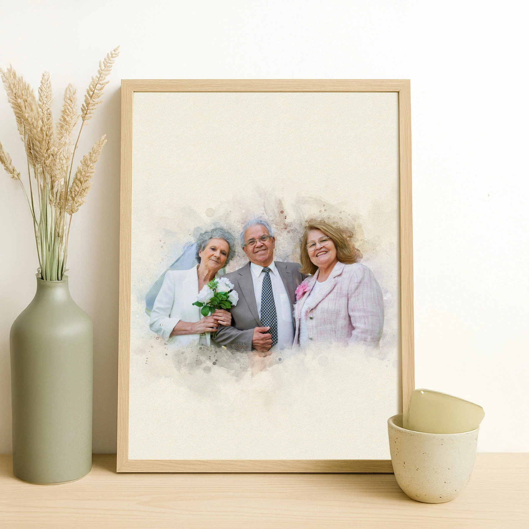 W14_v02 Custom Watercolor Couple Portrait Painting | Watercolor Couple Portrait from Photo, Custom Wedding Anniversary Gift for Wife Husband, Personalized Engagement Gift. - Image 1