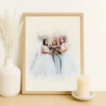 Customizable Watercolor Couple Portrait, Personalized Lovers Artwork on Framed Canvas, Unique Engagement Digital Customize Couple Watercolor painting - Image 2