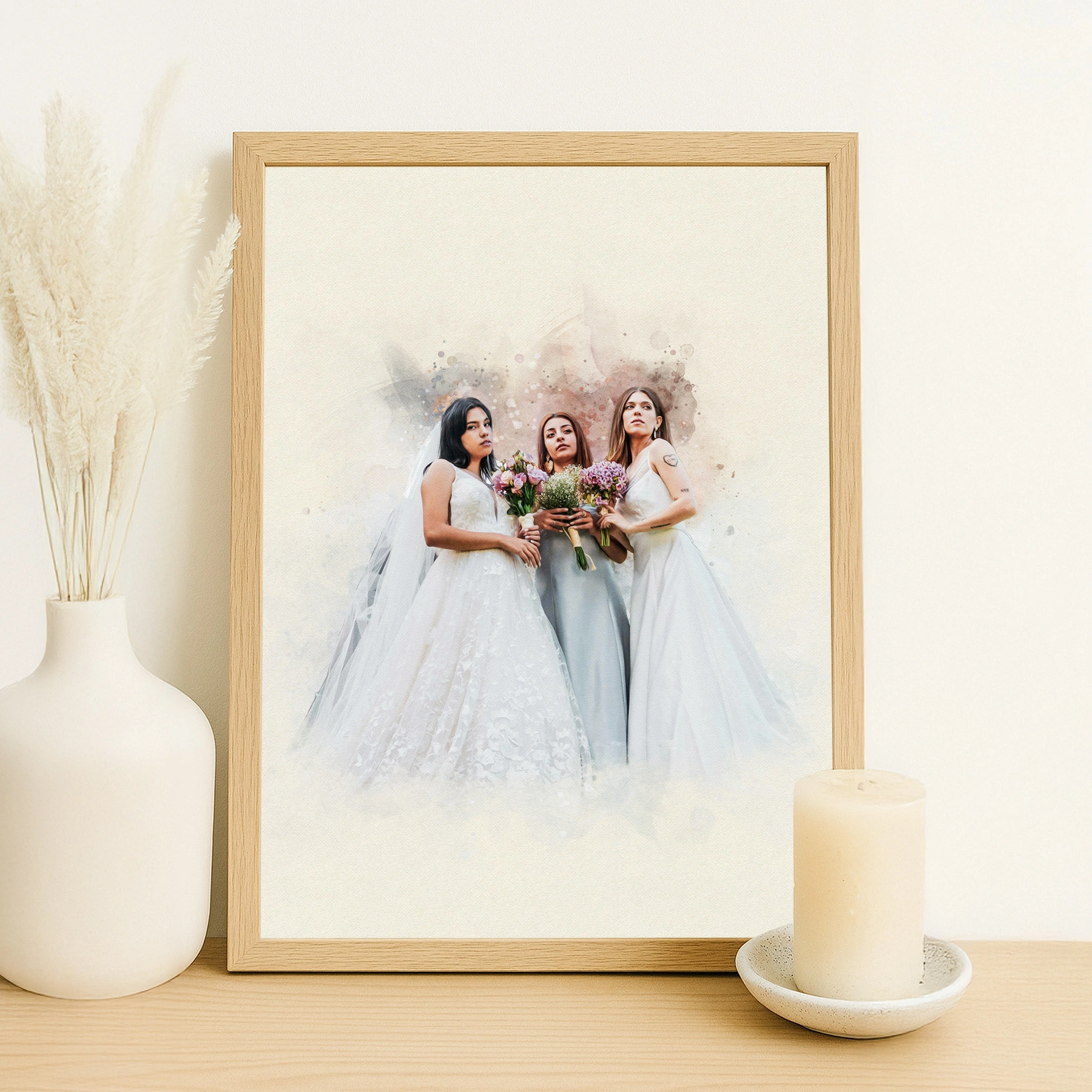 W15_v02 Custom Watercolor Couple Portrait Painting | Watercolor Couple Portrait from Photo, Custom Wedding  Gift for bride and groom , Personalized Engagement Gift. - Image 1